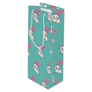 Rabbit bunny lucky white fluffy tail long ears wine gift bag