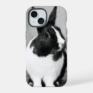 Rabbit Bunny Photo Black and White Personalizable iPhone 15 Case