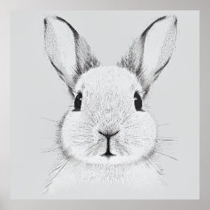 Rabbit Bunny Wild Nature Animal Illustration Art Poster