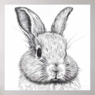 Rabbit Bunny Wild Nature Animal Illustration Art Poster