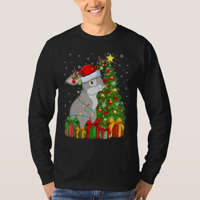 Rabbit Bunny   Xmas Holiday Santa Bunny Christmas  T-Shirt (Front)