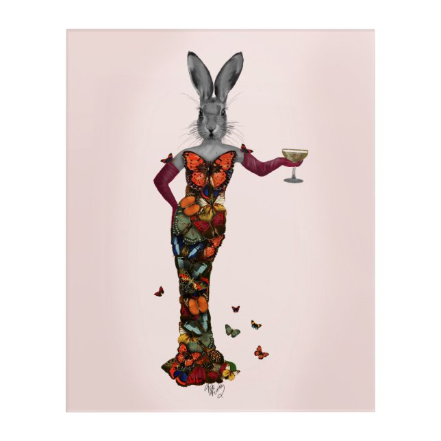 Rabbit Butterfly Dress Acrylic Print (Front)