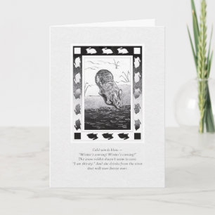 Rabbit by Water "Winter's Coming!" Folded Holiday  Card