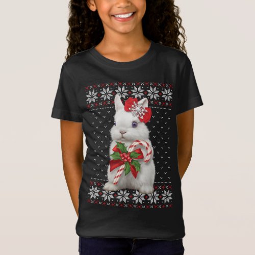 Rabbit Candy Cane Ugly Christmas Sweater Animal Xm