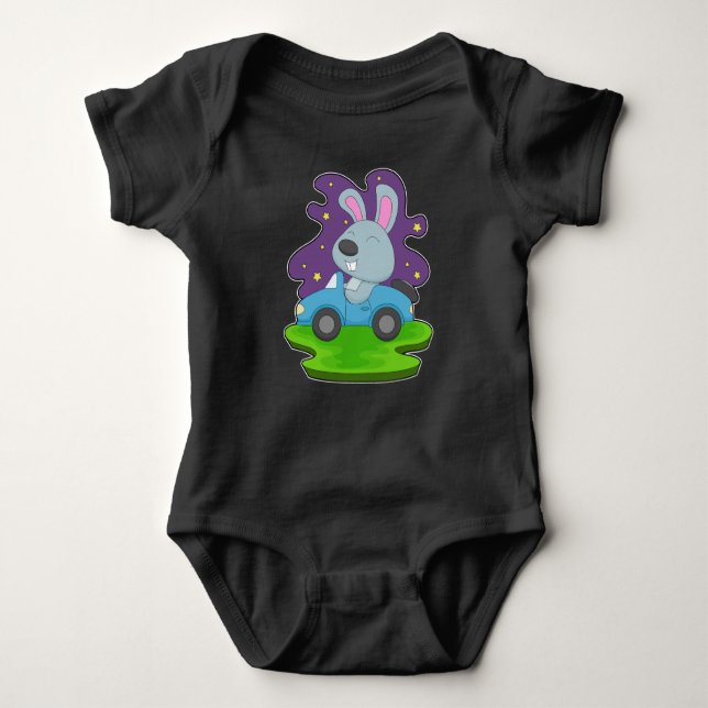 Rabbit Car Baby Bodysuit (Front)