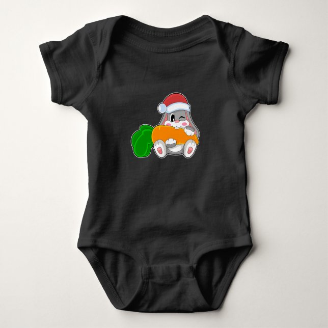 Rabbit Carrot Christmas Santa hat Baby Bodysuit (Front)
