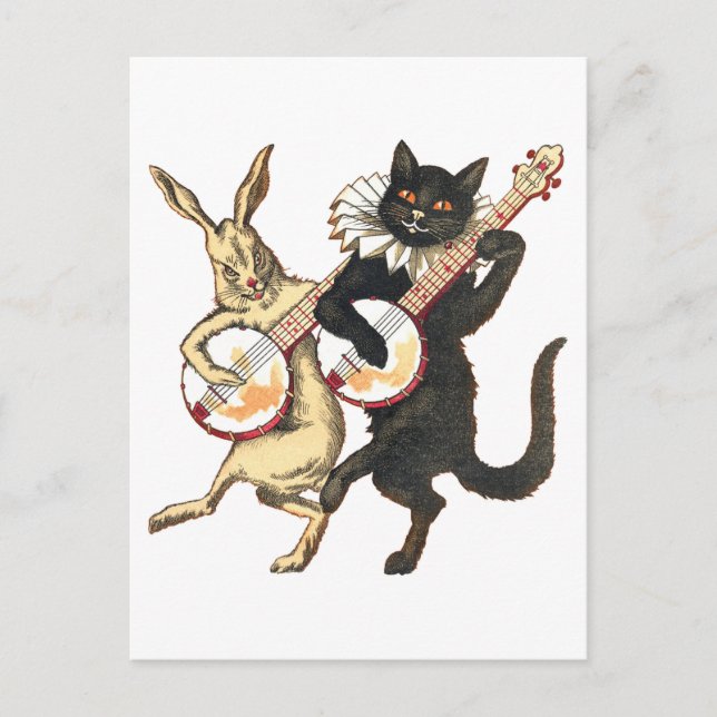 Rabbit & Cat Postcard (Front)