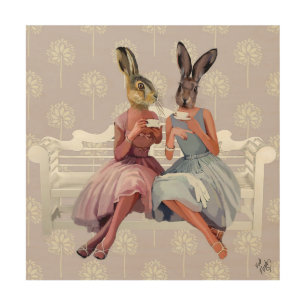Rabbit Chat Wood Wall Art