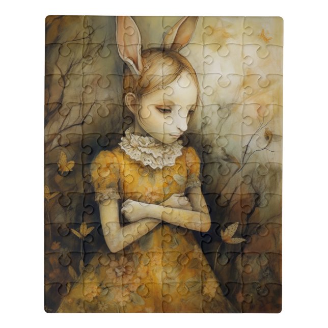 Rabbit Child in a Yellow Dress Jigsaw Puzzle (Puzzle Vertical)