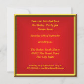 Rabbit Chinese Symbol  Red Gold Frame Invitation (Back)