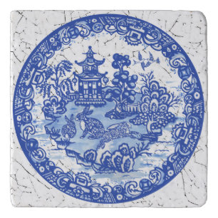 Rabbit Chinoiserie Blue White Willow Unique Trivet