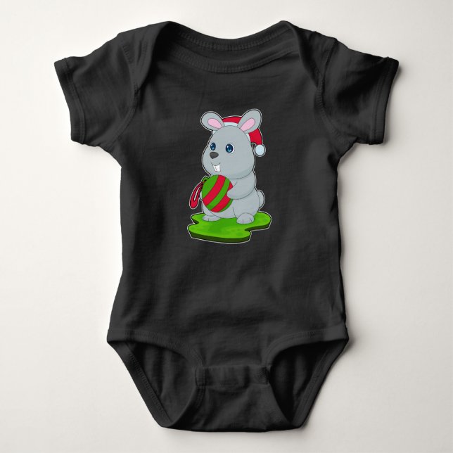 Rabbit Christmas Christmas ball Baby Bodysuit (Front)