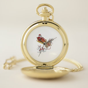 Rabbit Christmas Pocket Watch