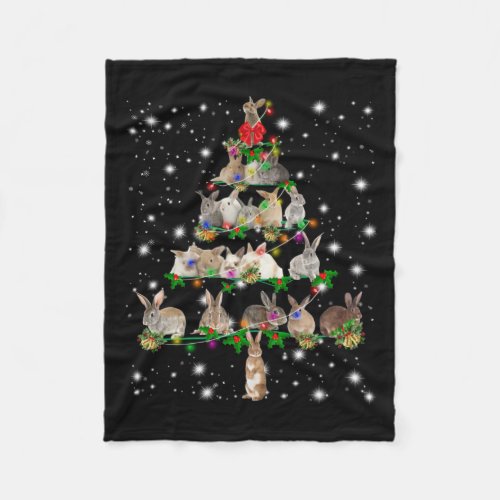 Rabbit Christmas Tree Covered By Flashlight Fleece Blanket