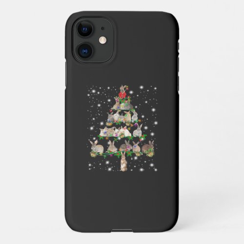 Rabbit Christmas Tree Covered By Flashlight iPhone 11 Case