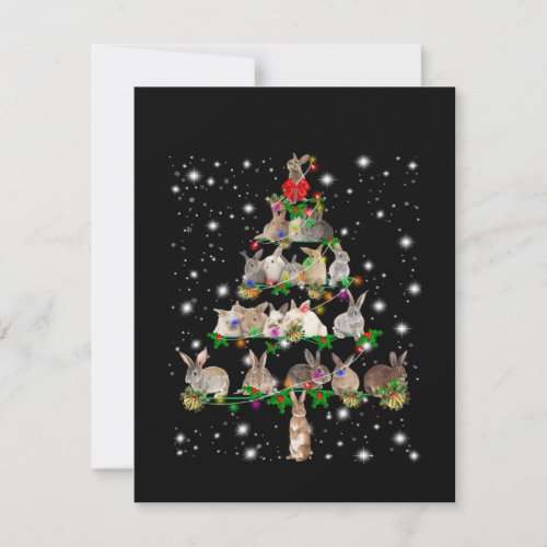 Rabbit Christmas Tree Covered By Flashlight Thank You Card