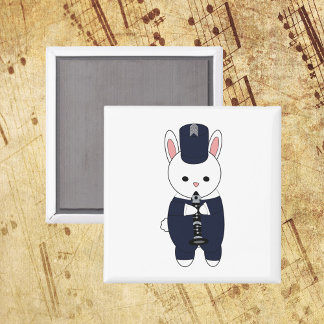 Rabbit Clarinet Marching Band Navy Blue White Magnet