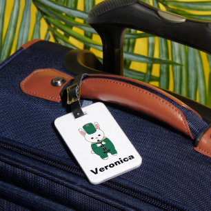 Rabbit Clarinet Marching Band Personalize Green  Luggage Tag