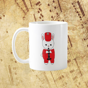 Rabbit Clarinet Marching Band Red White Coffee Mug