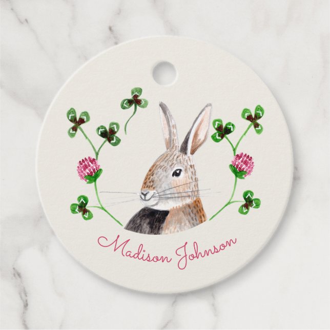 Rabbit & clover favor tags (Front)