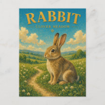 Rabbit Clover Meadow Watercolor GeoSaga
