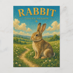 Rabbit Clover Meadow Watercolor GeoSaga Postcard