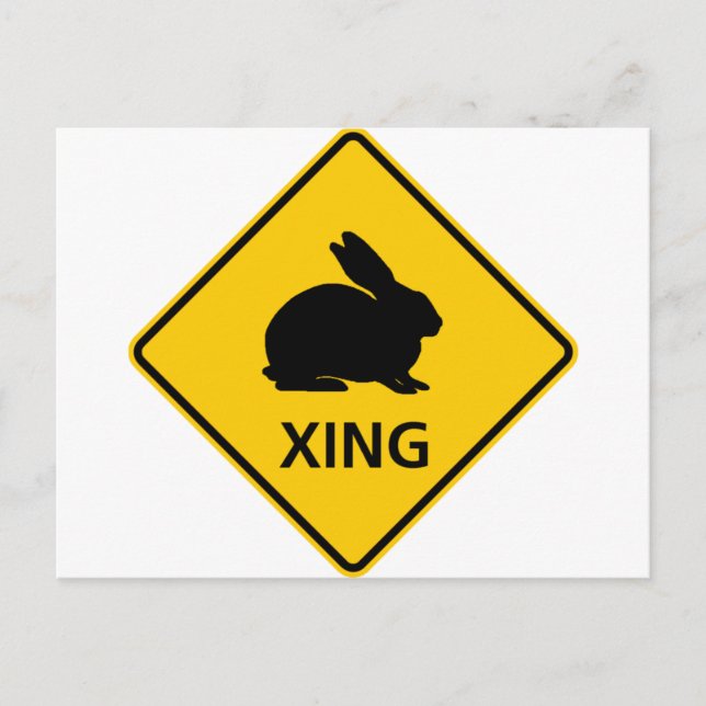 Rabbit Crossing Highway Sign Postcard (Front)