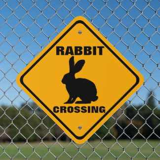 Rabbit Crossing Roadway Property Warning Metal Sign