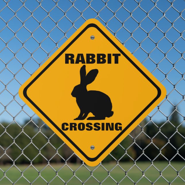 Rabbit Crossing Roadway Property Warning Metal Sign (In Situ(Fence))