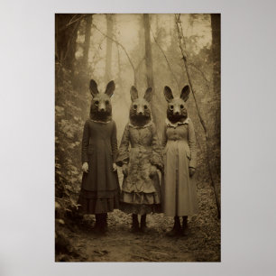 Rabbit Cult of the Forest, Vintage photography Poster