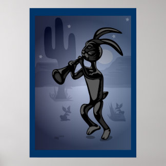Rabbit Dance Kokopelli Poster