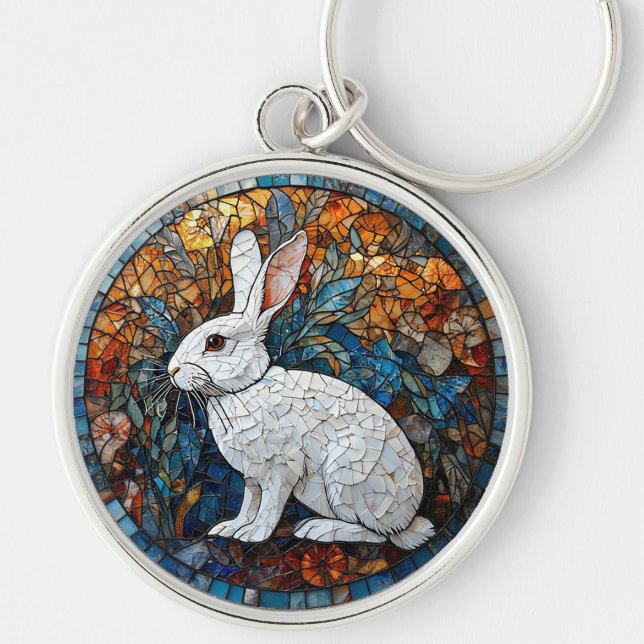 Rabbit Decorative Stained Glass Keychain (Front)