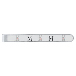 Rabbit Design Monogrammed Silver Finish Tie Bar