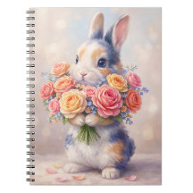 Rabbit design notebook with flowers / spiral noteb