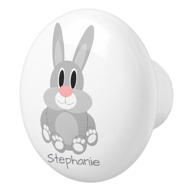 Rabbit Design Personalised Ceramic Knob (Right)