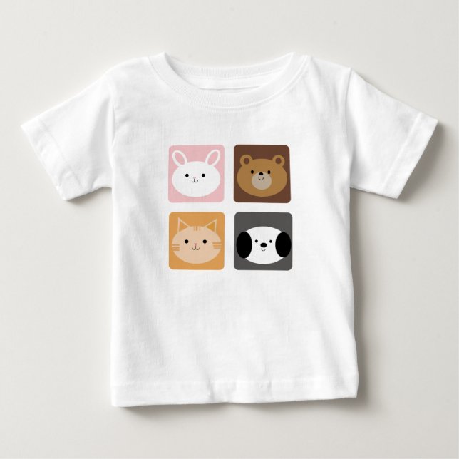 Rabbit, Dog, Cat and Bear Baby T-Shirt (Front)