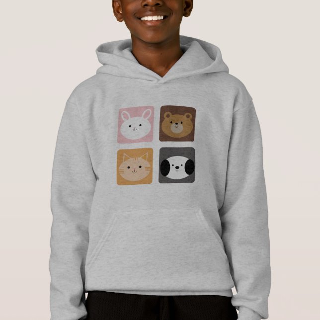 Rabbit, Dog, Cat and Bear Hoodie (Front)