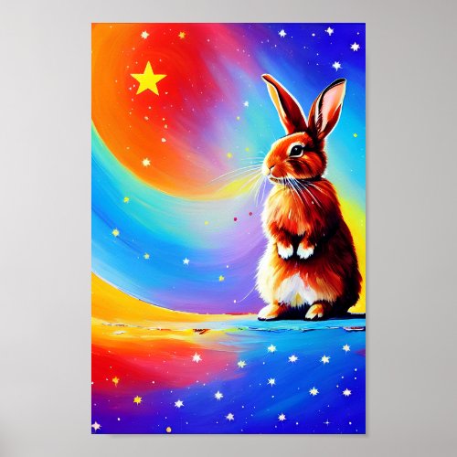 Rabbit Drawing Watercolor Poster