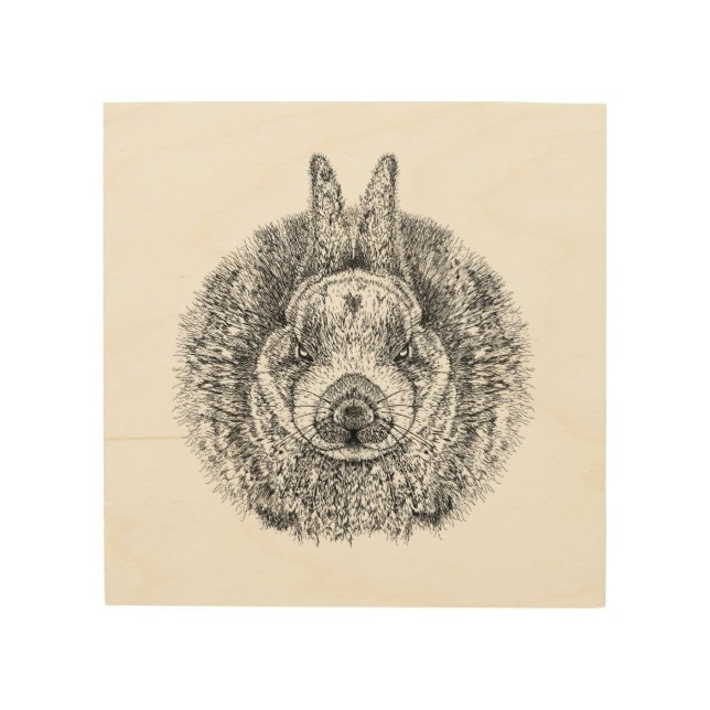 Rabbit Drawing Wood Art Print (Front)
