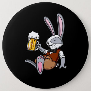 Rabbit Drinking Beer Bunny Funny Party Button