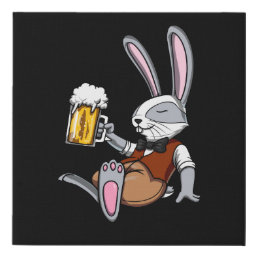 Rabbit Drinking Beer Bunny Funny Party Faux Canvas Print