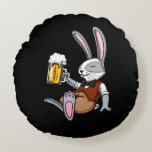 Rabbit Drinking Beer Bunny Funny Party Round Pillow<br><div class="desc">Rabbit Drinking Beer Bunny Funny Party design for animal lovers.</div>