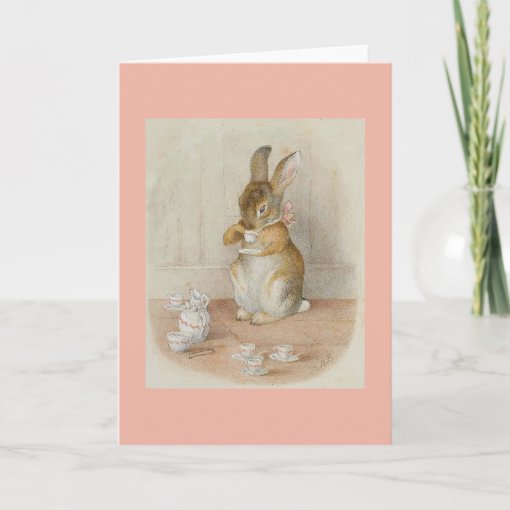 Rabbit Drinking Tea by Beatrix Potter Card | Zazzle