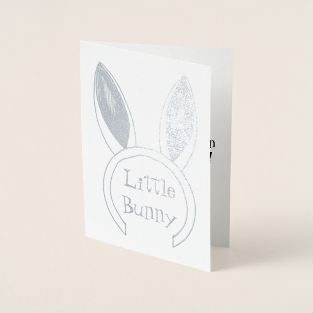 Rabbit Ears Little Bunny Congratulations New Baby Foil Card (Front)