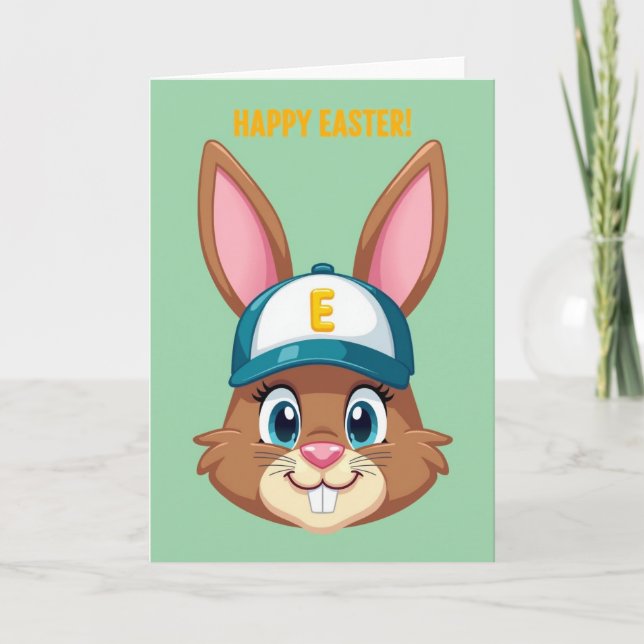 Rabbit Easter Baseball Cap Card (Front)