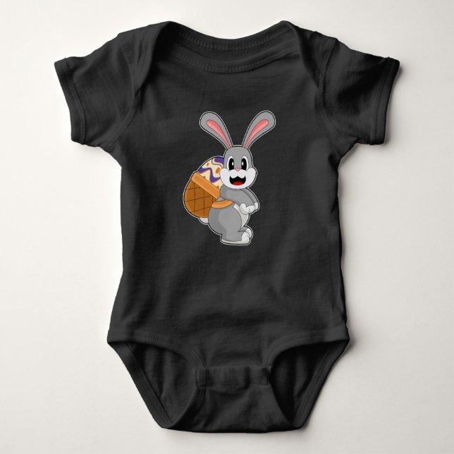 Rabbit Easter Easter egg Basket Baby Bodysuit (Front)