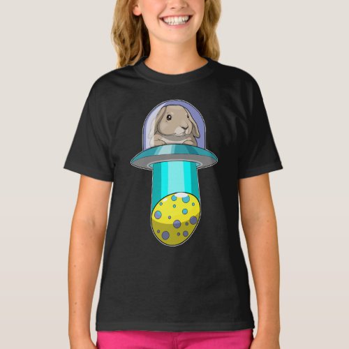 Rabbit Easter Easter egg Spaceship T_Shirt