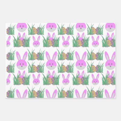 Rabbit easter eggs fun wrapping paper sheets