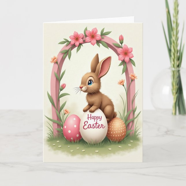 Rabbit Easter Greetings Card (Front)