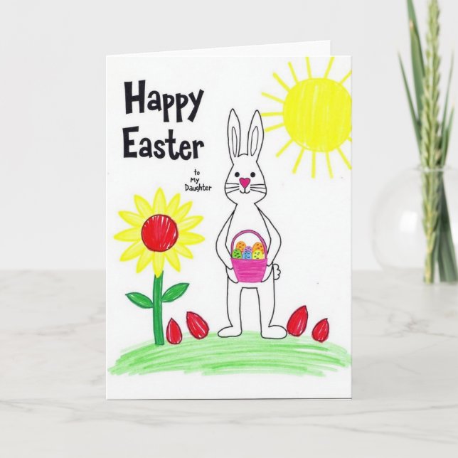 Rabbit Easter Heart Pattern Card (Front)